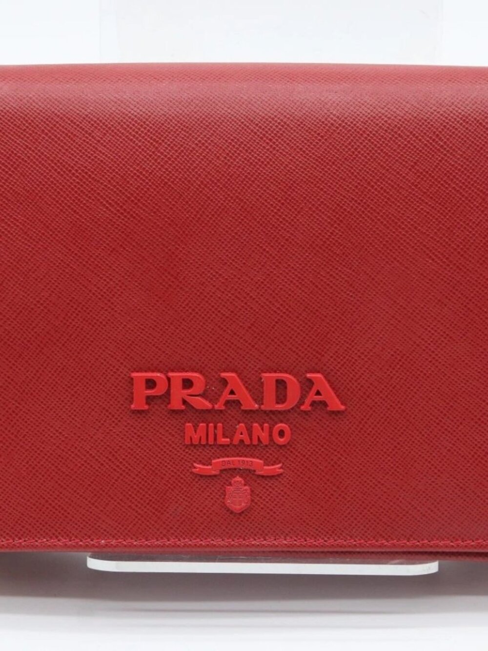 PRADA Saffiano Leather Shoulder Hand Bag - Fuocco Red
